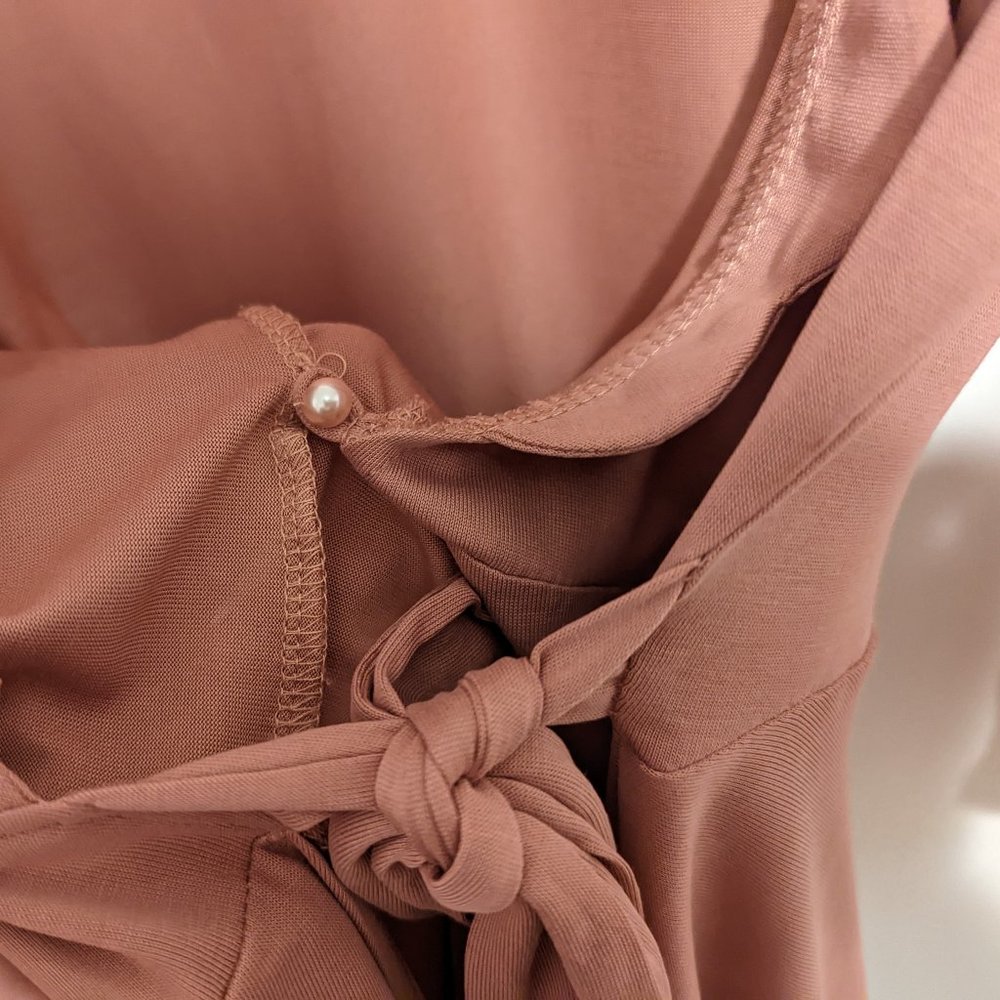 Anthropologie Eri + Ali Pink Scallop Wrap Top - Picture 6 of 7
